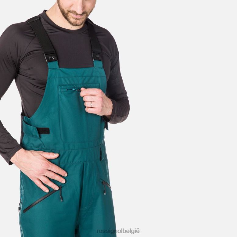 Heren skpr drielaagse bretelbroek diep blauwgroen bodems Rossignol NF00D586