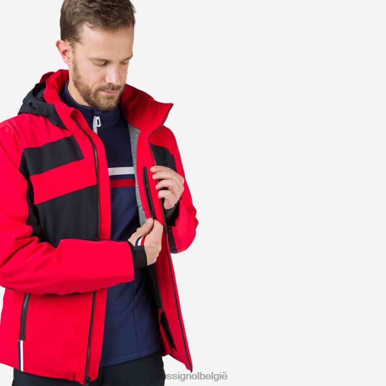 Heren Reageer merino ski-jas sportrood toppen Rossignol NF00D592