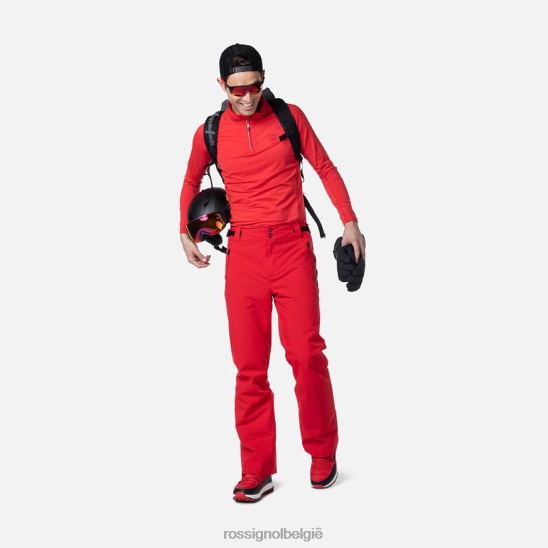 Heren Klassiek basislaagtopje met halve rits sportrood toppen Rossignol NF00D335