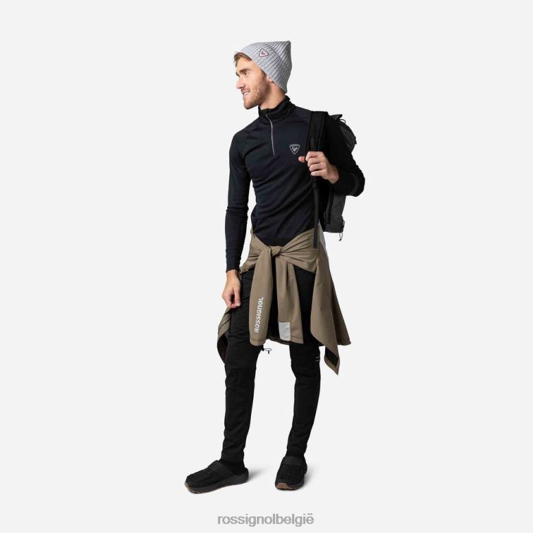 Heren poursuite basislaagtop met halve rits zwart toppen Rossignol NF00D410