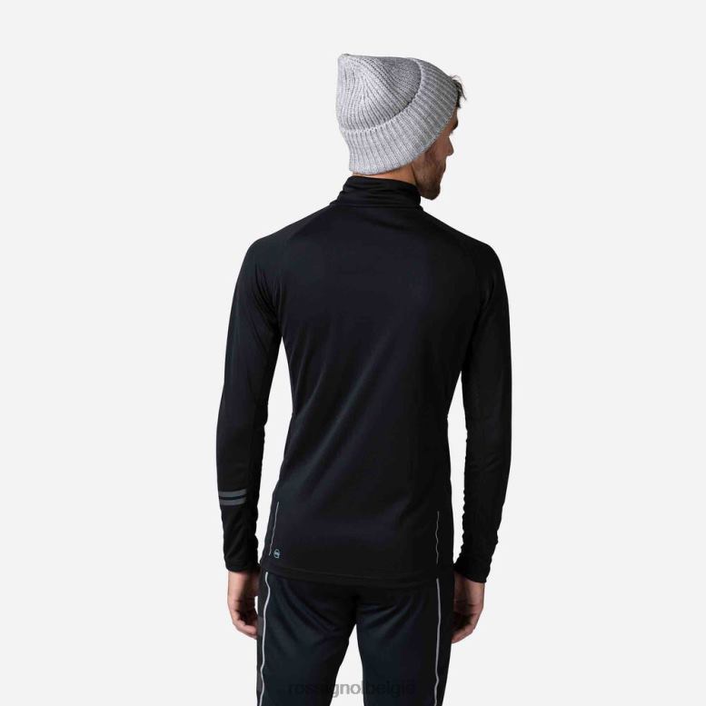 Heren poursuite basislaagtop met halve rits zwart toppen Rossignol NF00D410