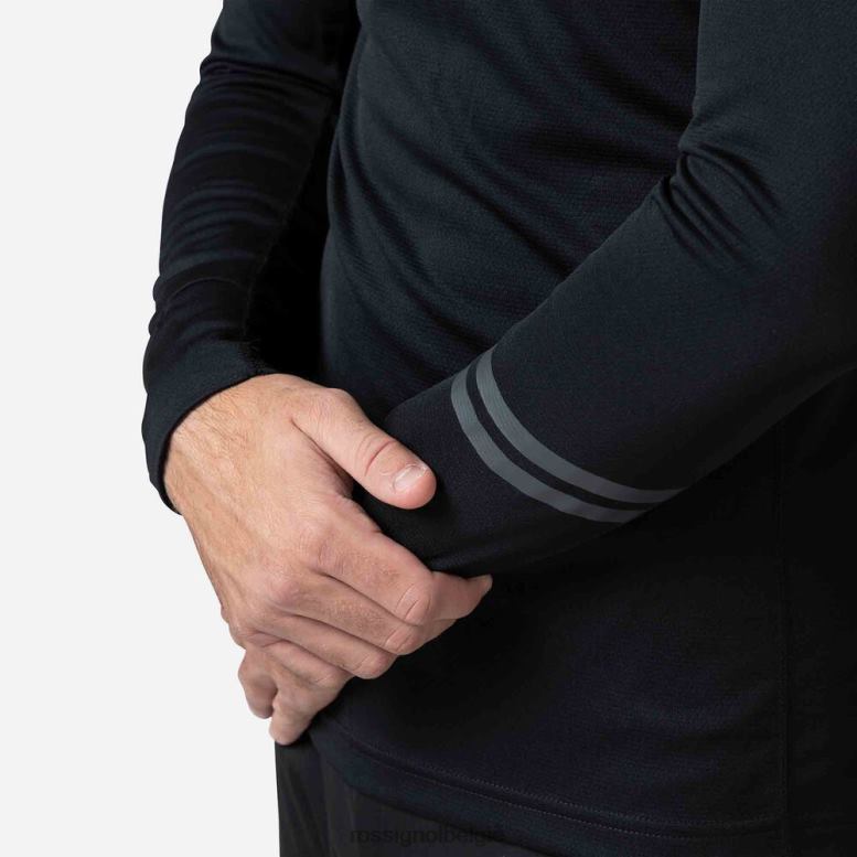 Heren poursuite basislaagtop met halve rits zwart toppen Rossignol NF00D410