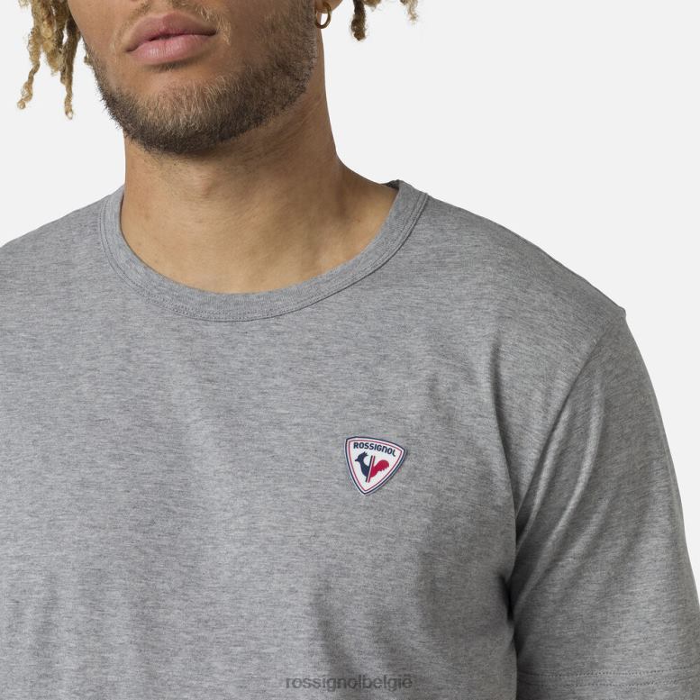 Heren Effen T-shirt met logo heidegrijs toppen Rossignol NF00D54