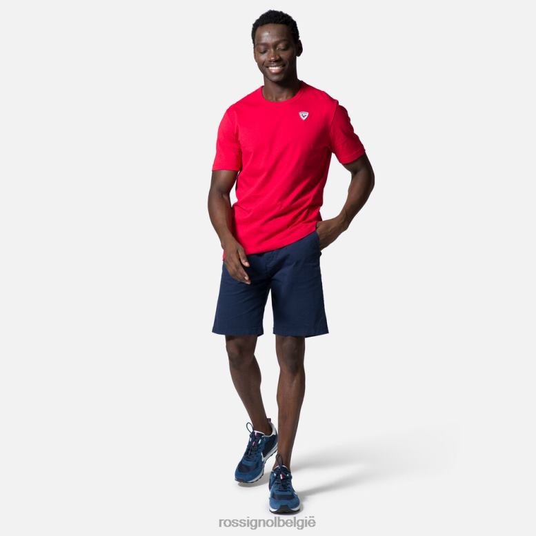 Heren Effen T-shirt met logo karmijn toppen Rossignol NF00D119
