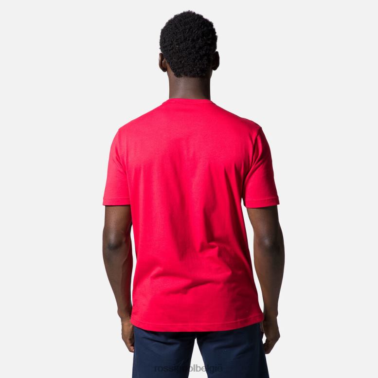 Heren Effen T-shirt met logo karmijn toppen Rossignol NF00D119