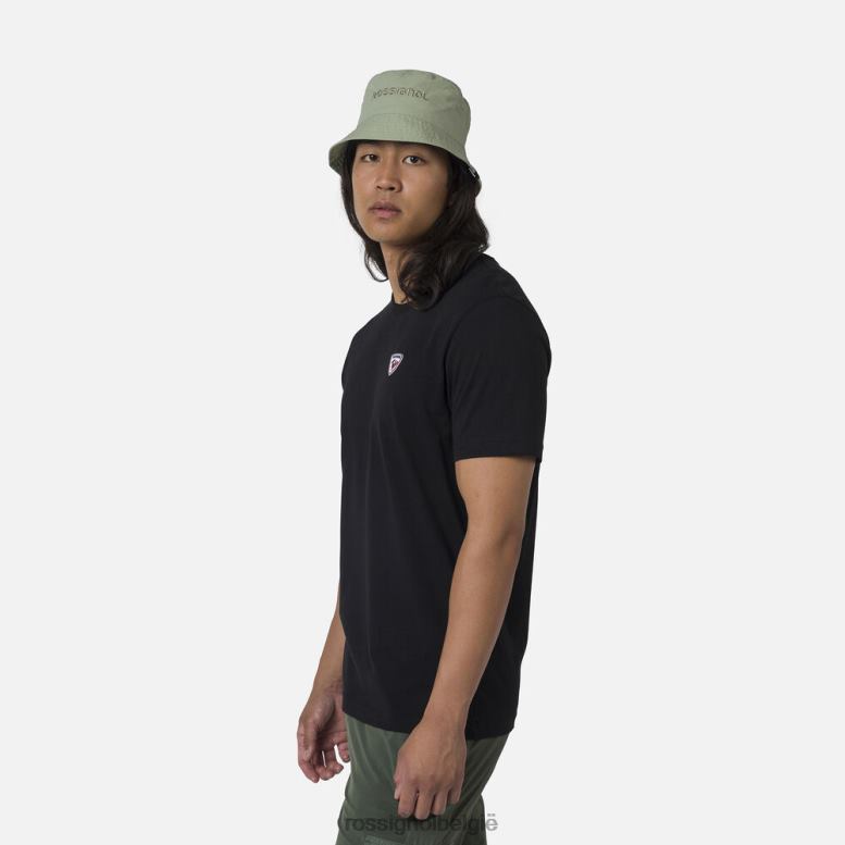 Heren Effen T-shirt met logo zwart toppen Rossignol NF00D27