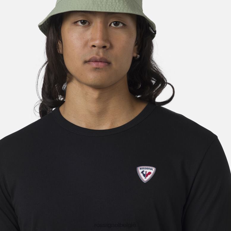 Heren Effen T-shirt met logo zwart toppen Rossignol NF00D27