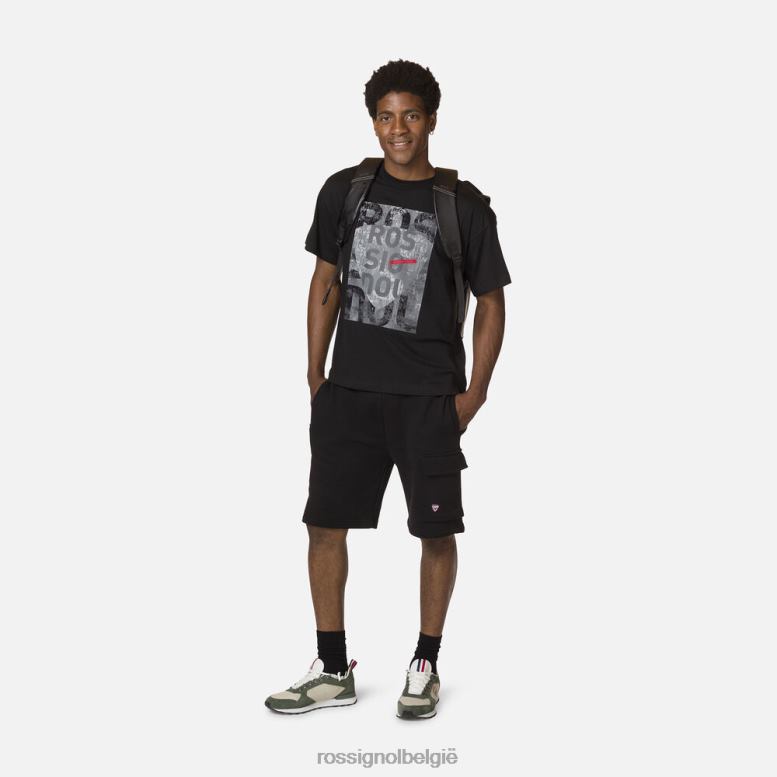 Heren comfortabel katoenen T-shirt met grafische print zwart toppen Rossignol NF00D15
