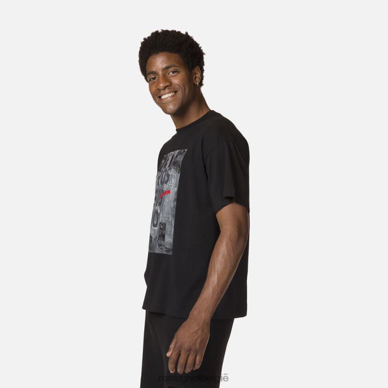 Heren comfortabel katoenen T-shirt met grafische print zwart toppen Rossignol NF00D15