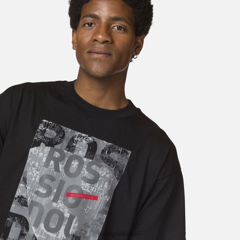 Heren comfortabel katoenen T-shirt met grafische print zwart toppen Rossignol NF00D15