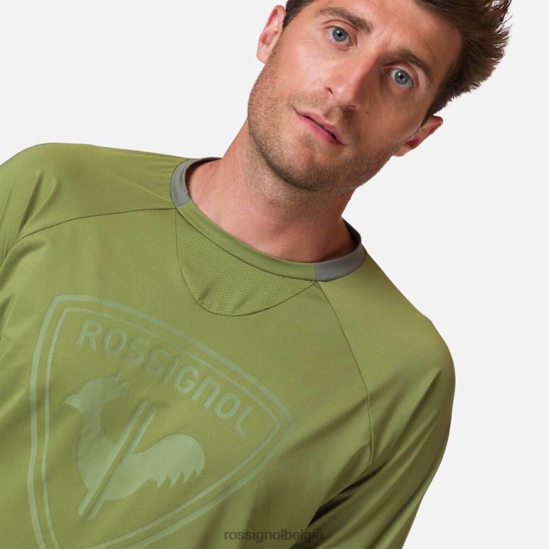 Heren jersey met lange mouwen, klassieke pasvorm mosgroen toppen Rossignol NF00D70