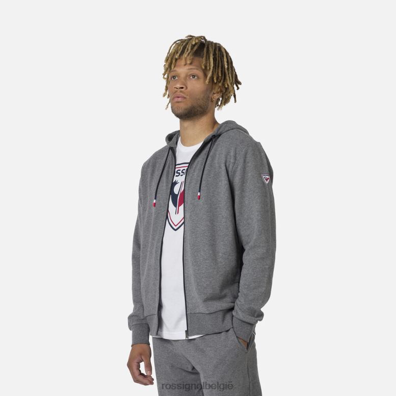 Heren Fleece sweatshirt met capuchon en volledige ritssluiting heidegrijs toppen Rossignol NF00D376
