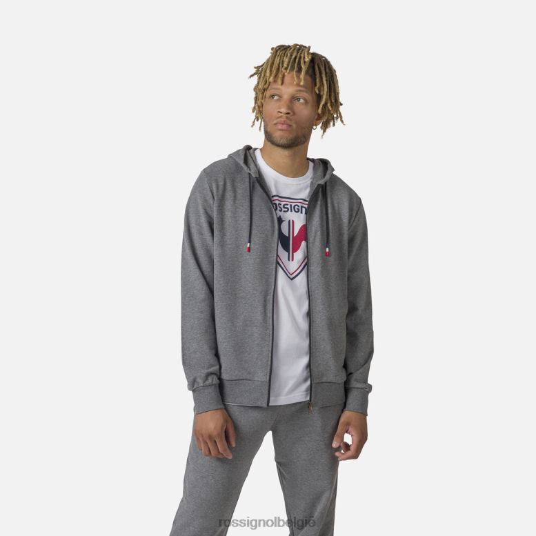 Heren Fleece sweatshirt met capuchon en volledige ritssluiting heidegrijs toppen Rossignol NF00D376