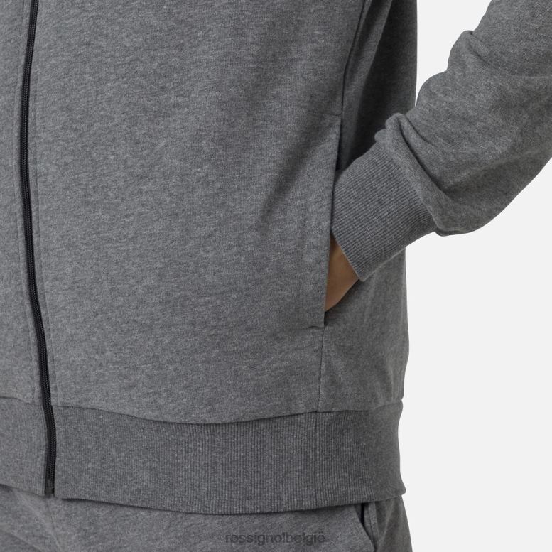 Heren Fleece sweatshirt met capuchon en volledige ritssluiting heidegrijs toppen Rossignol NF00D376