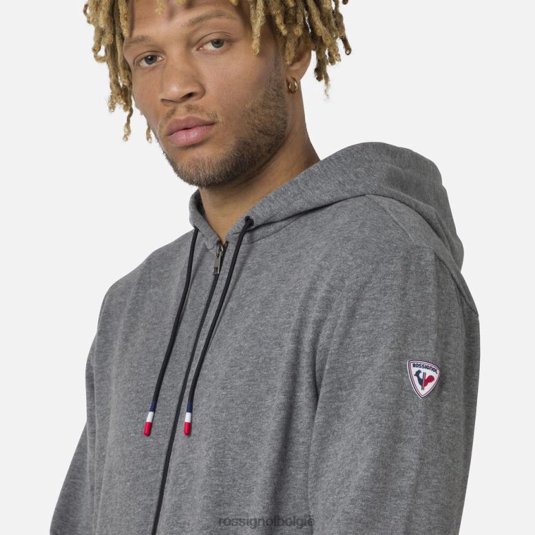 Heren Fleece sweatshirt met capuchon en volledige ritssluiting heidegrijs toppen Rossignol NF00D376