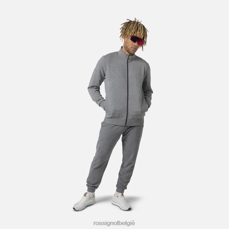 Heren Fleece sweatshirt met volledige ritssluiting en logo heidegrijs toppen Rossignol NF00D417