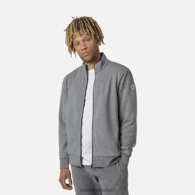 Heren Fleece sweatshirt met volledige ritssluiting en logo heidegrijs toppen Rossignol NF00D417