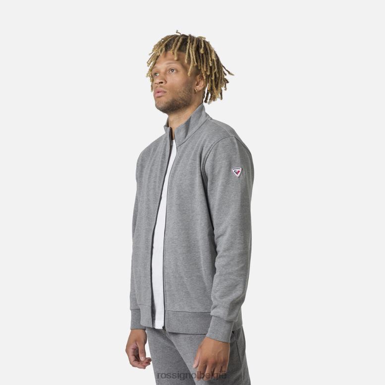 Heren Fleece sweatshirt met volledige ritssluiting en logo heidegrijs toppen Rossignol NF00D417