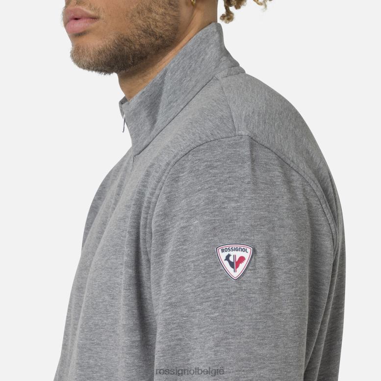 Heren Fleece sweatshirt met volledige ritssluiting en logo heidegrijs toppen Rossignol NF00D417