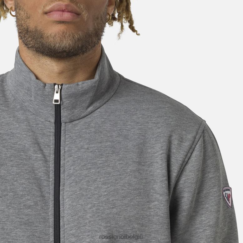 Heren Fleece sweatshirt met volledige ritssluiting en logo heidegrijs toppen Rossignol NF00D417