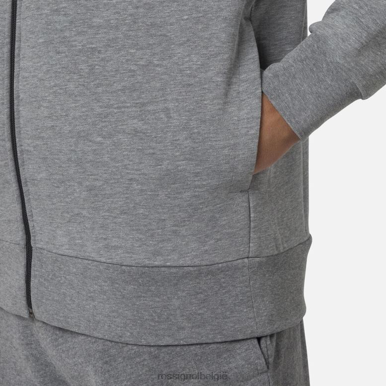 Heren Fleece sweatshirt met volledige ritssluiting en logo heidegrijs toppen Rossignol NF00D417