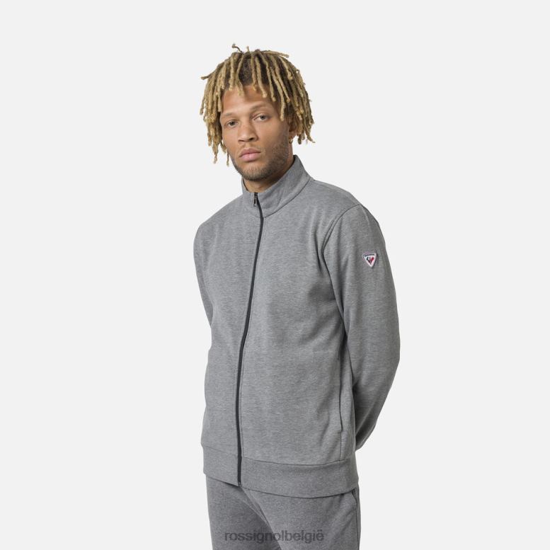 Heren Fleece sweatshirt met volledige ritssluiting en logo heidegrijs toppen Rossignol NF00D417