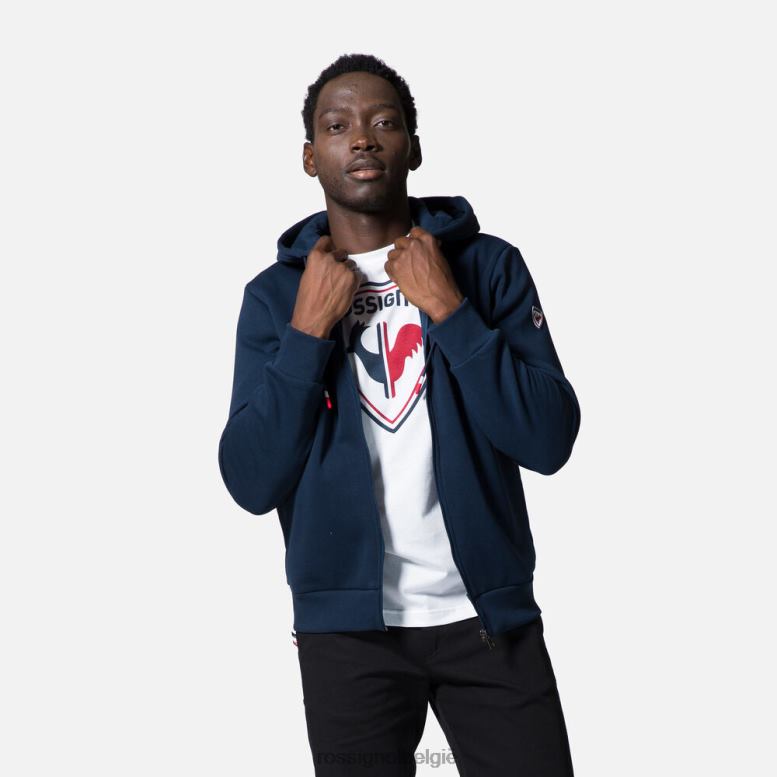 Heren Katoenen sweatshirt met capuchon en logo met volledige ritssluiting donkermarine toppen Rossignol NF00D106
