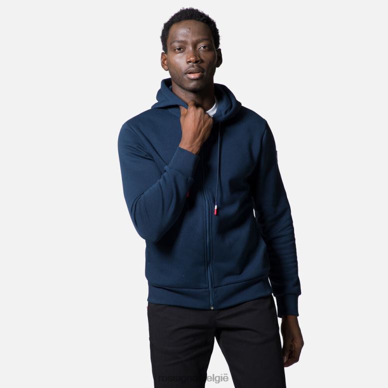 Heren Katoenen sweatshirt met capuchon en logo met volledige ritssluiting donkermarine toppen Rossignol NF00D106