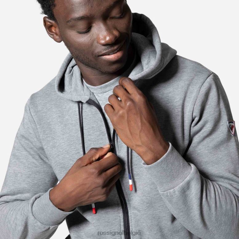 Heren Katoenen sweatshirt met capuchon en logo met volledige ritssluiting heidegrijs toppen Rossignol NF00D471