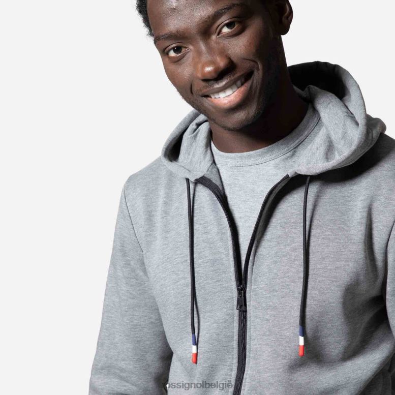 Heren Katoenen sweatshirt met capuchon en logo met volledige ritssluiting heidegrijs toppen Rossignol NF00D471