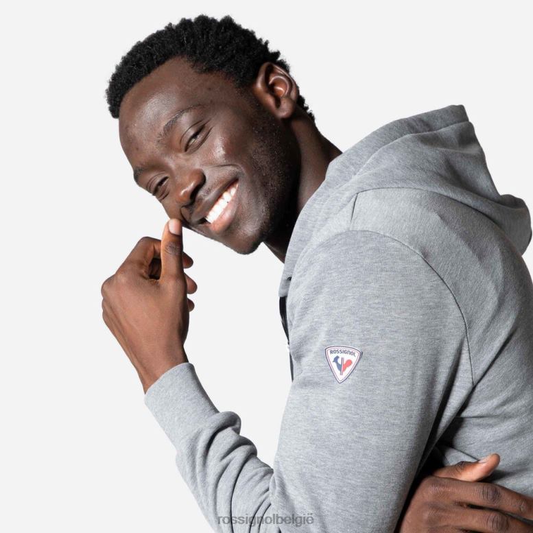 Heren Katoenen sweatshirt met capuchon en logo met volledige ritssluiting heidegrijs toppen Rossignol NF00D471