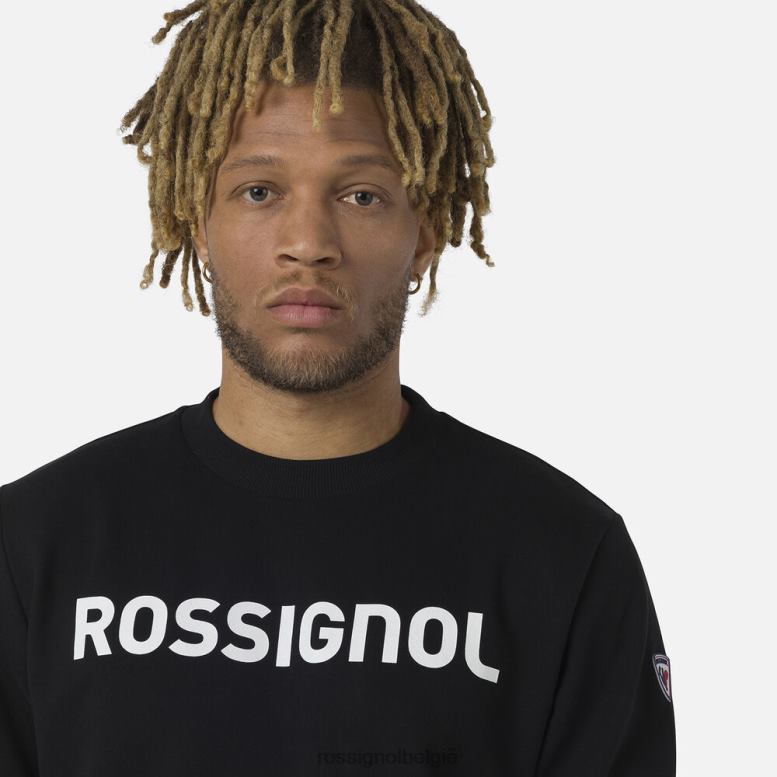 Heren Katoenen sweatshirt met ronde hals en logo zwart toppen Rossignol NF00D321