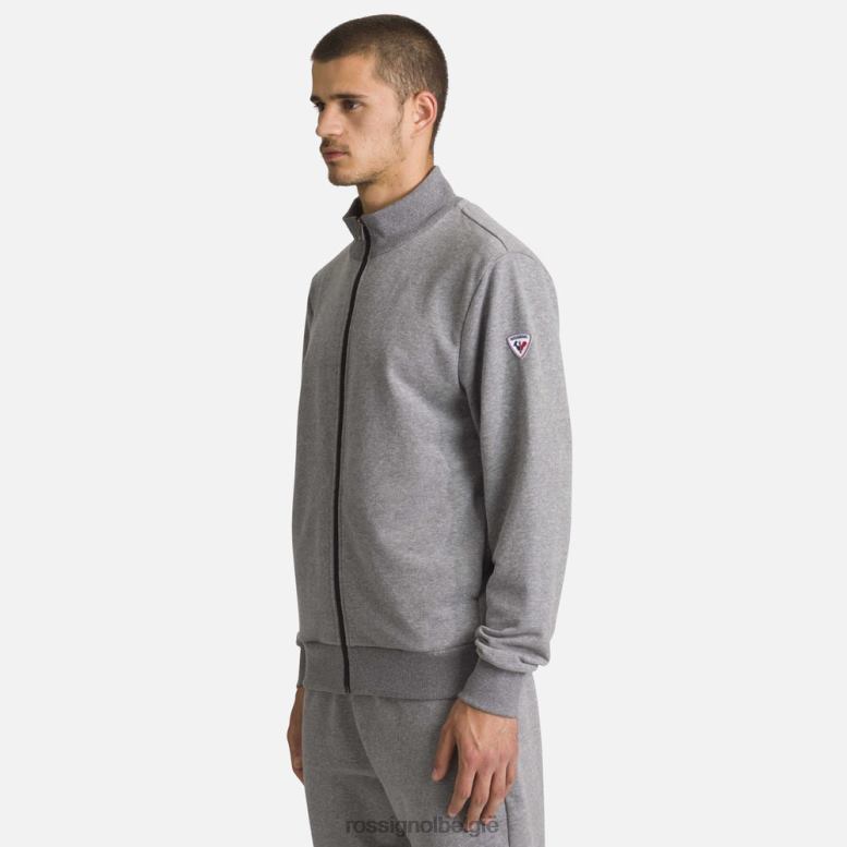 Heren Katoenen sweatshirt met volledige ritssluiting en logo heidegrijs toppen Rossignol NF00D473