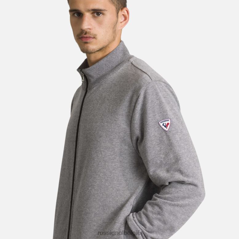 Heren Katoenen sweatshirt met volledige ritssluiting en logo heidegrijs toppen Rossignol NF00D473