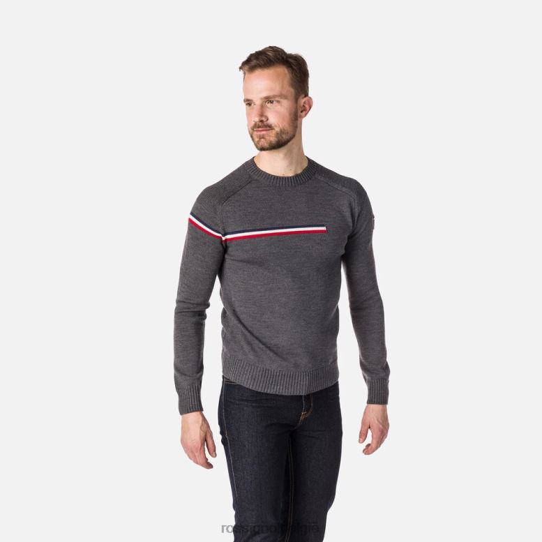 Heren Odysseus trui met ronde hals heidegrijs toppen Rossignol NF00D308