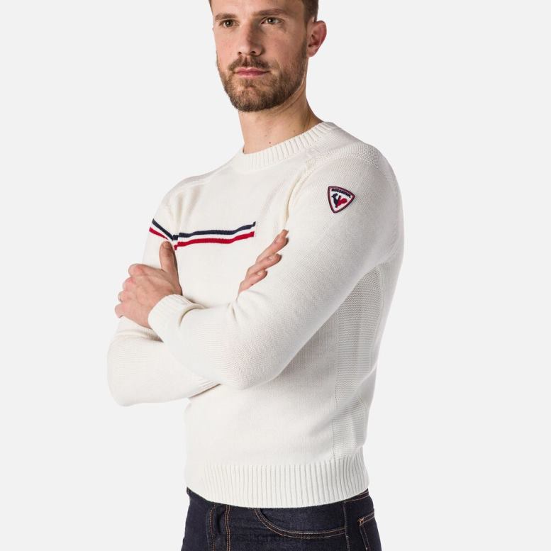 Heren Odysseus trui met ronde hals wit toppen Rossignol NF00D651