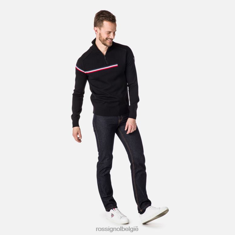 Heren grote trui met halve rits zwart toppen Rossignol NF00D339