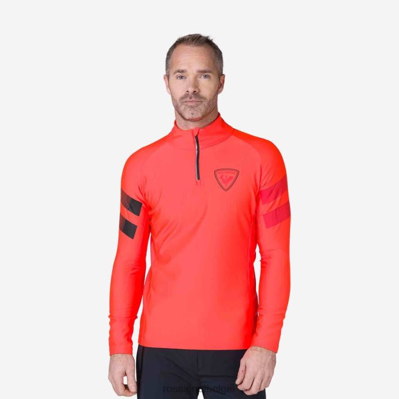 Heren klassieke hero fleece top met halve rits neonrood toppen Rossignol NF00D608