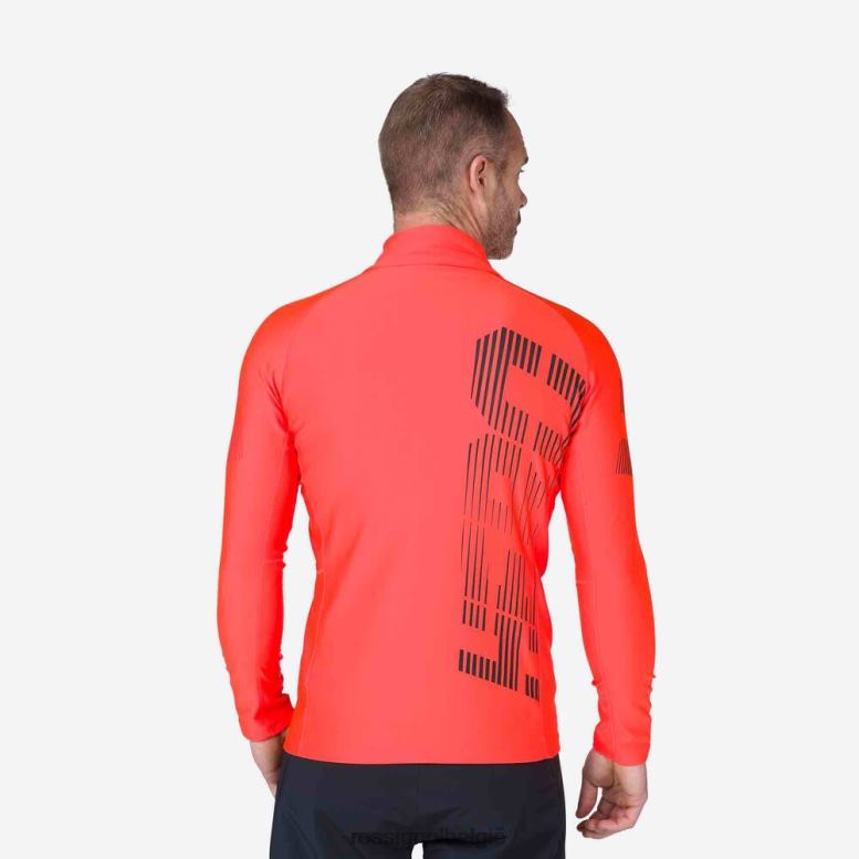 Heren klassieke hero fleece top met halve rits neonrood toppen Rossignol NF00D608