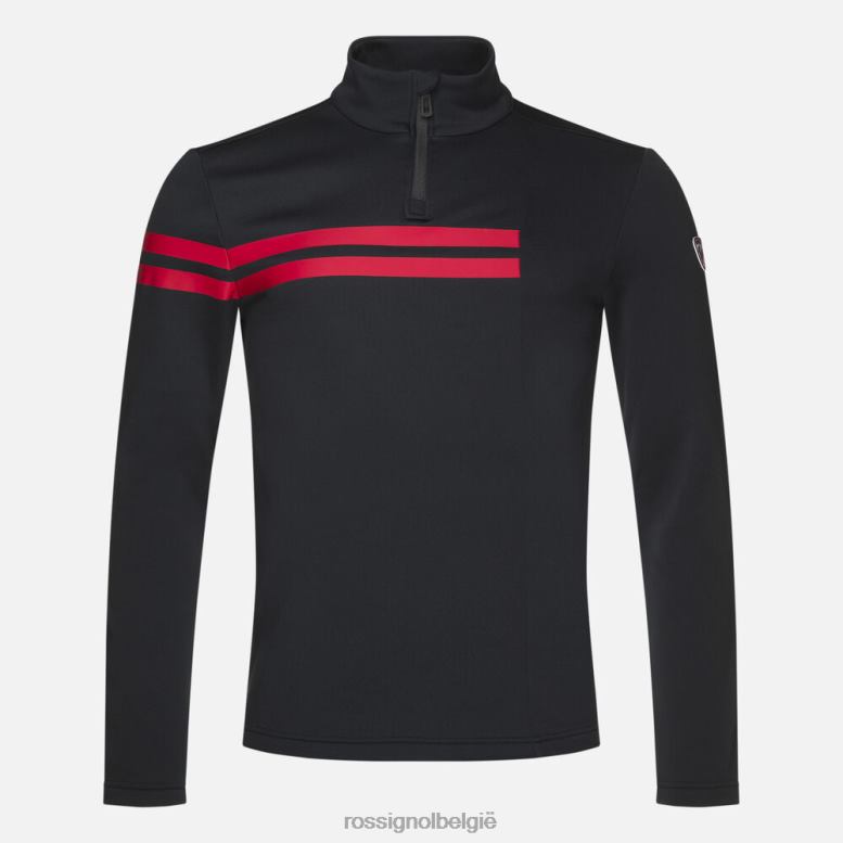 Heren resort top met halve rits zwart toppen Rossignol NF00D607