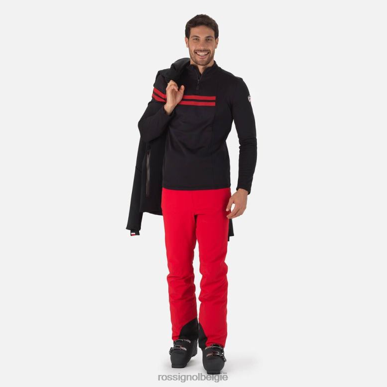 Heren resort top met halve rits zwart toppen Rossignol NF00D607