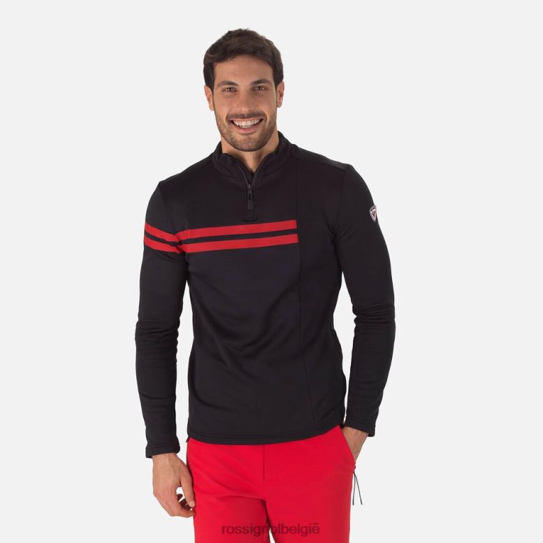 Heren resort top met halve rits zwart toppen Rossignol NF00D607