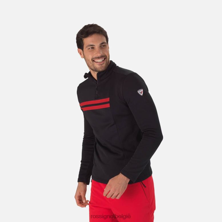 Heren resort top met halve rits zwart toppen Rossignol NF00D607