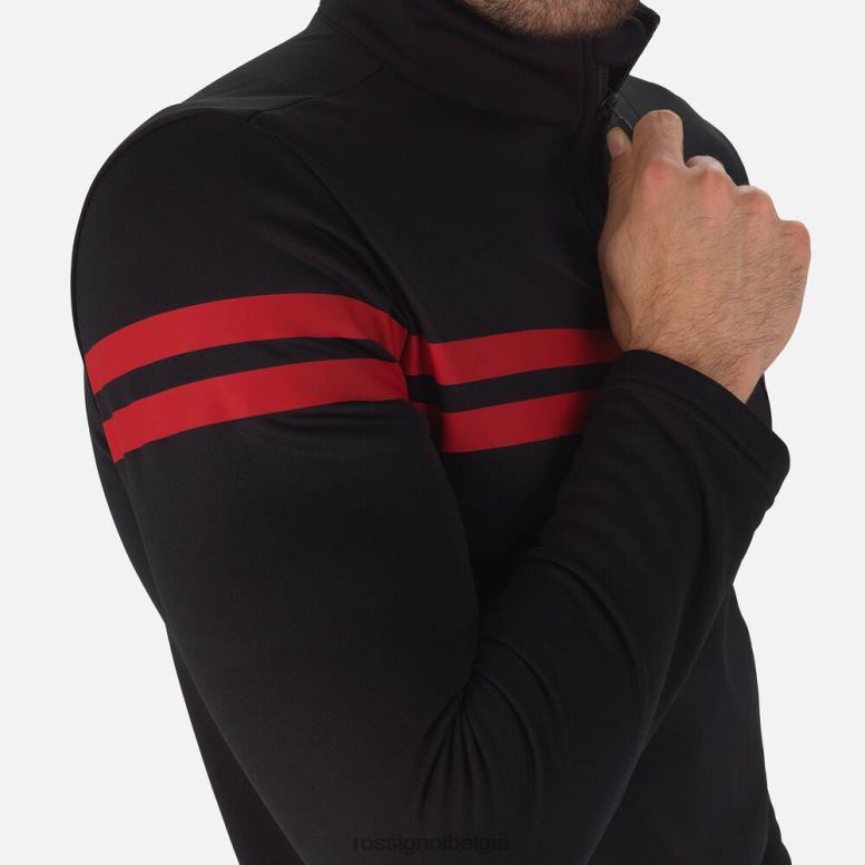 Heren resort top met halve rits zwart toppen Rossignol NF00D607