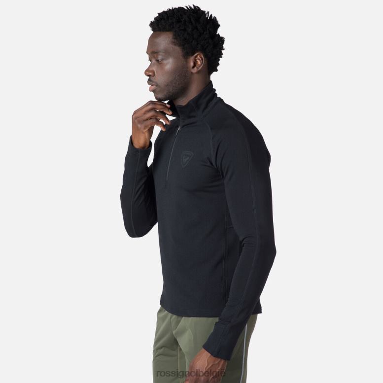 Heren skpr tussenlaag met halve rits zwart toppen Rossignol NF00D576