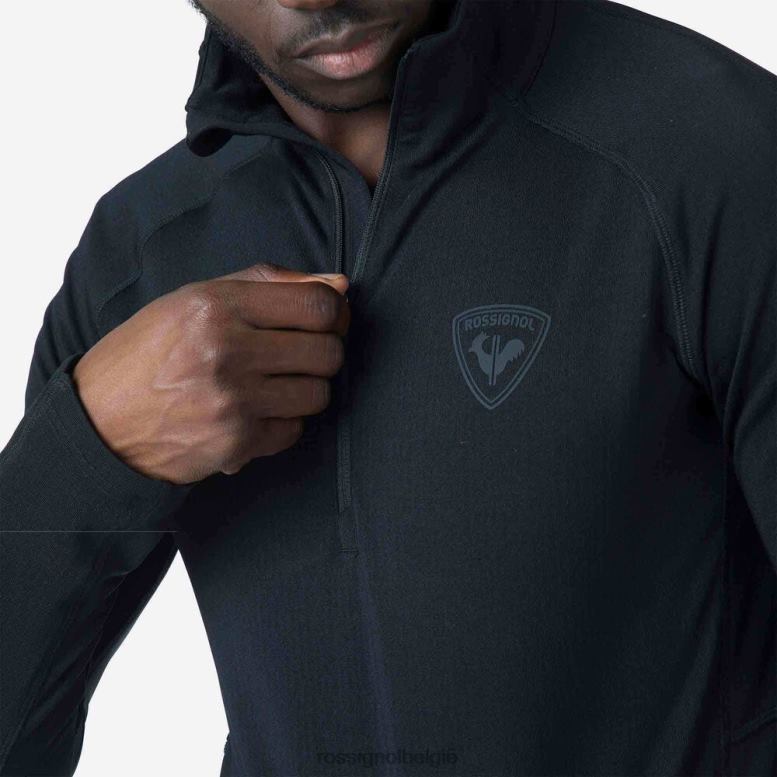 Heren skpr tussenlaag met halve rits zwart toppen Rossignol NF00D576