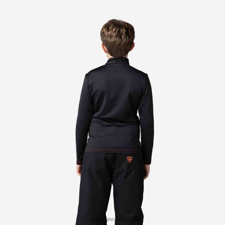 jongens hero stretchfleece met halve rits zwart toppen Rossignol NF00D1210