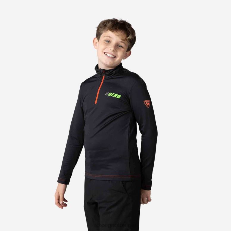 jongens hero stretchfleece met halve rits zwart toppen Rossignol NF00D1210