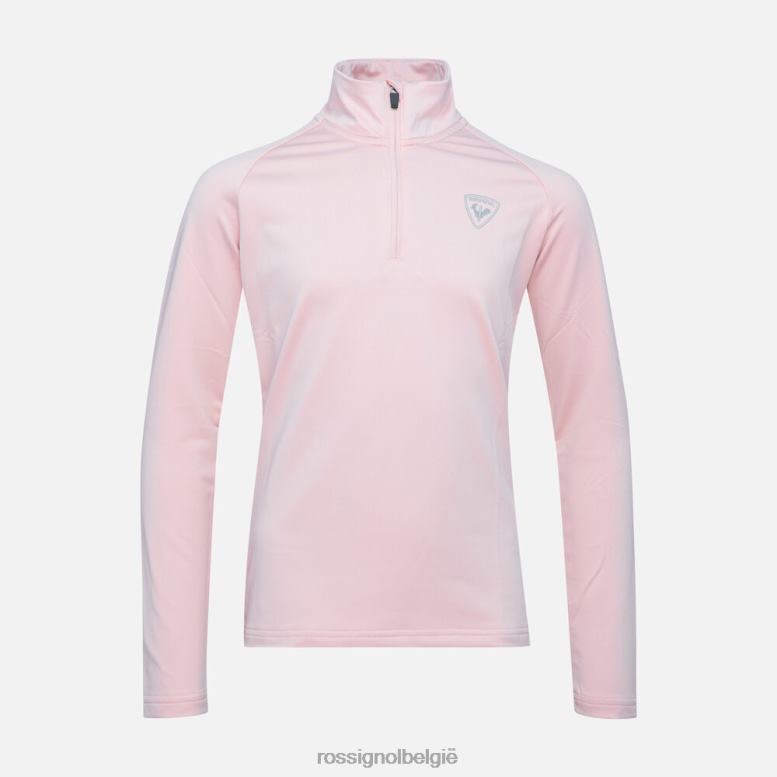 meisjes Tussenlaag van stretchfleece met halve rits poederroze toppen Rossignol NF00D1146