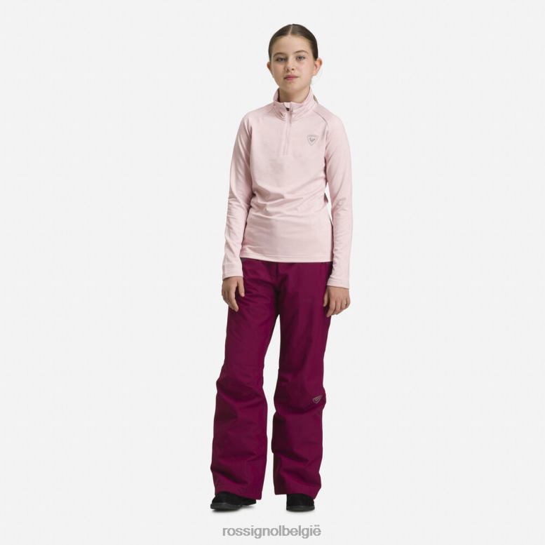 meisjes Tussenlaag van stretchfleece met halve rits poederroze toppen Rossignol NF00D1146